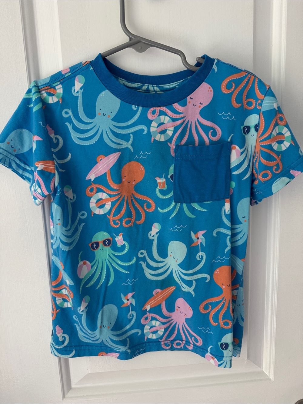 4T Little Sleepies Short Sleeve Tee - Blue Octopus Print
